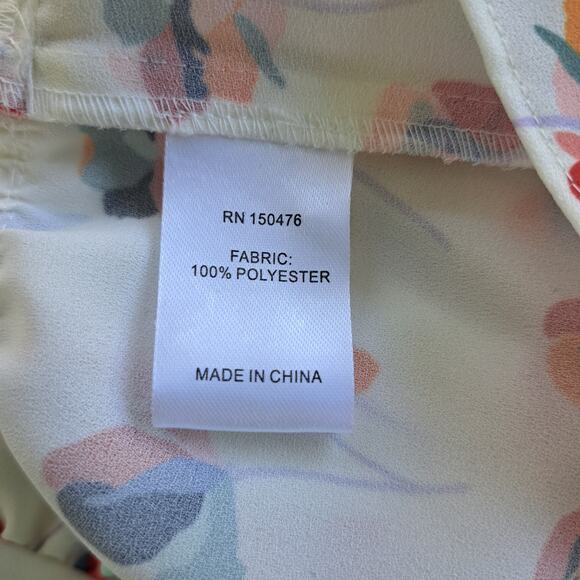 CROSBY by Mollie Burch Floral Ruffle Top Small Cream Multi Long Sleeve Swingy - Picture 8 of 9